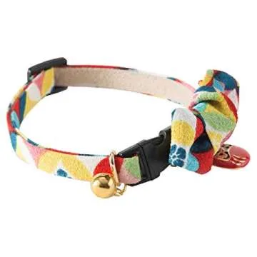 Necoichi Daruma Charm Bow Tie Cat Collar - Stylish Safety