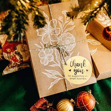 500 pcs Thank You Sticker Foil 1.5 Inch Thank You for Supporting My Small Business Labels for Sealing,Mailing Supplies for Small Business Boutique & Merchandise Bags,Ideal for Crafts & Online Sales