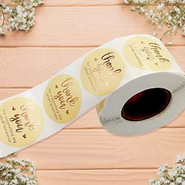 500 pcs Thank You Sticker Foil 1.5 Inch Thank You for Supporting My Small Business Labels for Sealing,Mailing Supplies for Small Business Boutique & Merchandise Bags,Ideal for Crafts & Online Sales