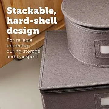 storageLAB Cup and Mug Storage Containers, Hard Shell Storage Case with Felt Dividers for Cups, Mugs, Dishes, and Glasses, Ideal for Kitchen Organizing and Moving Supplies - 1 Pack, Gray