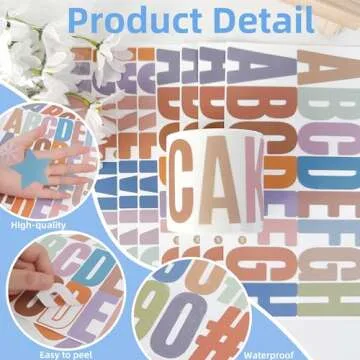 600Pcs Letter Stickers Large Bulletin Board Letters 36 Sheets 2.5inch Alphabet Stickers Vinyl Self-Adhesive ABC Number Stickers Poster Board Boho Classroom Mailbox Crafts Bottles Door Decor (Pastel)