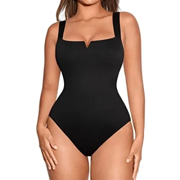 FeelinGirl Bodysuit for Women Black Tank Top Tummy Control Slimming Square Neck Bodysuits Going Out ...