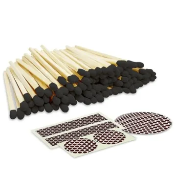 2" Artisan Black Tip Matches | 100 Bold Black Tip Safety Matchsticks with Strikers by Thankful Greet...