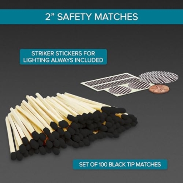2" Artisan Black Tip Matches - Unique Candle Accessories