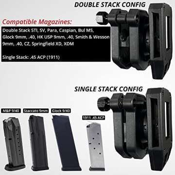 Black Scorpion Outdoor Gear Competition Magazine Pouches for Double Stack Magazines 9 mm, 40-1 1/2 in Belt IPSC, USPSA Approved 4 pcs
