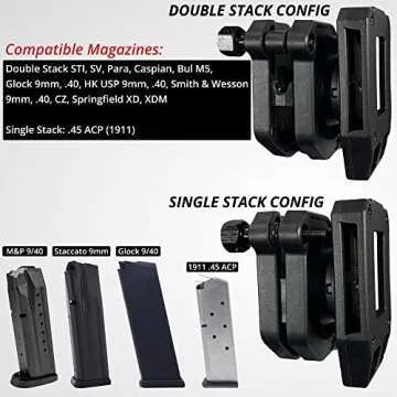 Black Scorpion Outdoor Gear Competition Magazine Pouches for Double Stack Magazines 9 mm, 40-1 1/2 in Belt IPSC, USPSA Approved 4 pcs