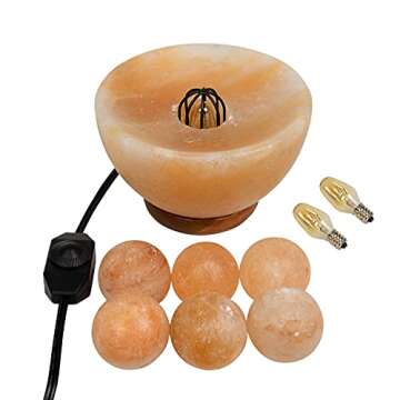 Spantik Himalayan Fire Bowl Salt Lamp with 6 Massage Balls Premium Quality Authentic from Pakistan