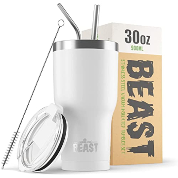 Beast 30 oz Tumbler Insulated Travel Flask in Arctic White