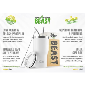 Beast 30 oz Tumbler Insulated Travel Flask in Arctic White