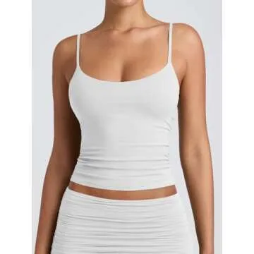 PINKMSTYLE Women's Sexy Scoop Neck Cami Top in White XSmall