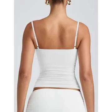 PINKMSTYLE Women's Sexy Scoop Neck Cami Top in White XSmall
