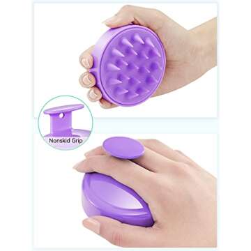 HEETA Shampoo Scalp Brush Massager Hair Growth, Scalp Scrubber with Soft Silicone Bristles for Hair Growth & Dandruff Removal, Hair Brush for Scalp Exfoliator, Purple