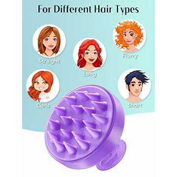 HEETA Shampoo Scalp Brush Massager Hair Growth, Scalp Scrubber with Soft Silicone Bristles for Hair Growth & Dandruff Removal, Hair Brush for Scalp Exfoliator, Purple