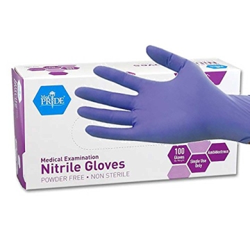 MedPride Powder-Free Nitrile Exam Gloves - Iris Blue, Medium, Box of 100
