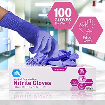MedPride Powder-Free Nitrile Exam Gloves, Iris Blue