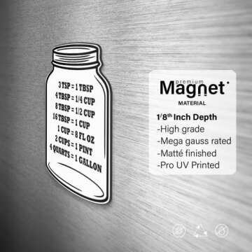 Kitchen Conversion Chart on Jar Magnet Standard Conversion Chart Décor Cooking Measurements for Foo...