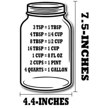 Kitchen Conversion Chart on Jar Magnet Standard Conversion Chart Décor Cooking Measurements for Food Measuring Easy to Read Recipe Baking Tools Accessories