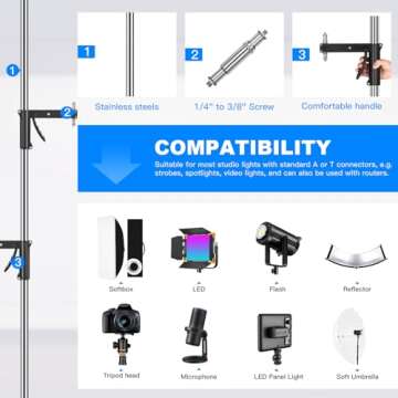 SUPON M20 Steel Wheeled Pistol Grip Heavy Duty Light Stand for Photography