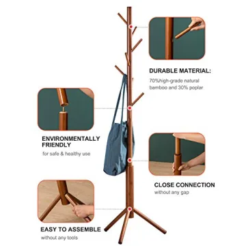 Stylish BMOSU Bamboo Coat Rack with Adjustable Height
