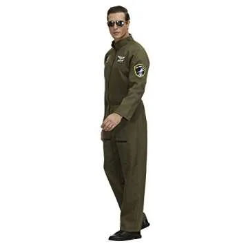 Parlsdy Dress Up Costume for Men Flight Suit Coveralls Mens Halloween Costumes Pilot Jumpsuit Green Medium