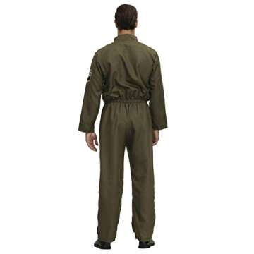 Parlsdy Dress Up Costume for Men Flight Suit Coveralls Mens Halloween Costumes Pilot Jumpsuit Green Medium