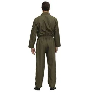 Parlsdy Dress Up Costume for Men Flight Suit Coveralls Mens Halloween Costumes Pilot Jumpsuit Green Medium