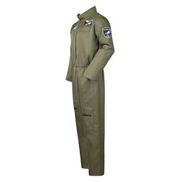 Parlsdy Dress Up Costume for Men Flight Suit Coveralls Mens Halloween Costumes Pilot Jumpsuit Green Medium