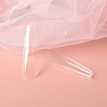 Allkem Soft Gel Nail Tips - XXL Ballerina Nail Extensions Kit - 12 Sizes Extra Extra Long Full Cover Nails - Clear (360 Pieces)