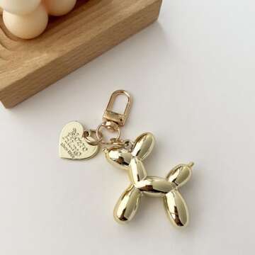 tenghong2021 Valentine's Day Gift Cute Jelly Balloon Dog Keychain for Women Key Chain Car Keys Handb...