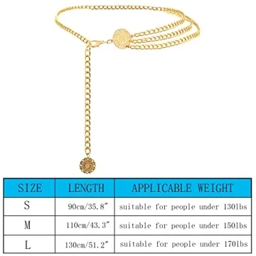 AMYGEM Multilayer Metal Waist Chain Belt for Women, Adjustable Women Long Belt Body Belly Jewelry for Dresses Jeans Trousers Gold