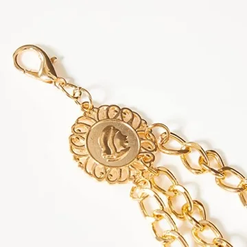 AMYGEM Multilayer Metal Waist Chain Belt for Women, Adjustable Women Long Belt Body Belly Jewelry for Dresses Jeans Trousers Gold