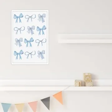 Trendy Blue Bow Watercolor Canvas Art Modern Minimalist Decor