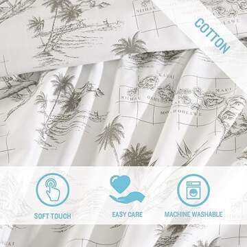 Tommy Bahama - King Sheets, Cotton Percale Bedding Set, Crisp & Cool, Stylish Home Decor (Vintage Map Brown, King)