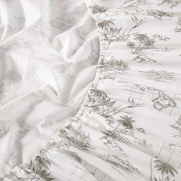 Tommy Bahama - King Sheets, Cotton Percale Bedding Set, Crisp & Cool, Stylish Home Decor (Vintage Map Brown, King)