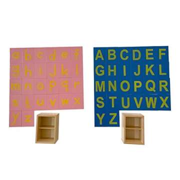 Adena Montessori Lower and Capital Case Sandpaper Letters,Early Child Development Learning Material,...