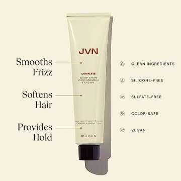 JVN Air Dry Cream, 1 Fl Oz - No Heat Soft Hair Styling Cream for All Hair Types, Smoothes and Defines Hair, Sulfate Free - Grapefruit & Tangerine Fragrance