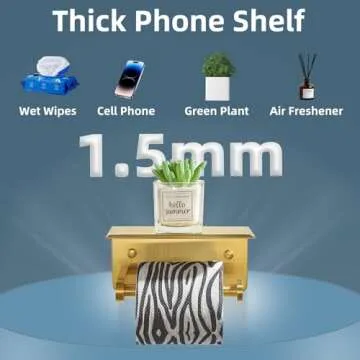 Elegant Toilet Paper Holder with Phone Shelf in Gold
