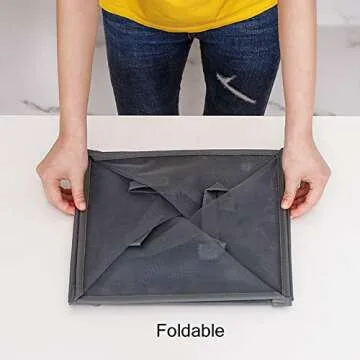 HONOMA Mesh Popup Laundry bags Hamper with Handles,Portable Durable Collapsible Storage Easy Folding Pop-Up Clothes Hampers Basket Foldable for Kids Room College Dorm or Travel (Grey,Single-Layer)