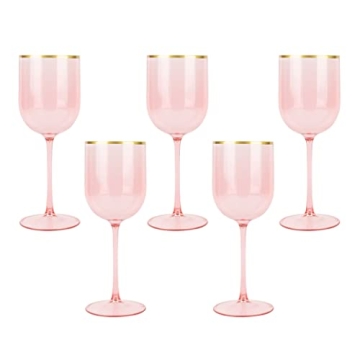 PLASTICPRO Pink Wine Cups - Set of 10 Elegant Plastic Goblets