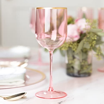 PLASTICPRO Pink Wine Cups - Set of 10 Elegant Plastic Goblets