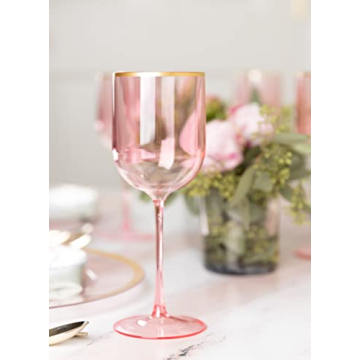 PLASTICPRO Pink Wine Cups - Set of 10 Elegant Plastic Goblets