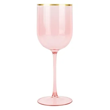 PLASTICPRO Pink Wine Cups - Set of 10 Elegant Plastic Goblets