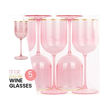 PLASTICPRO Pink Wine Cups - Set of 10 Elegant Plastic Goblets