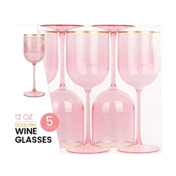 PLASTICPRO Pink Wine Cups - Set of 10 Elegant Plastic Goblets