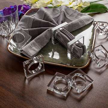 Acrylic Napkin Rings Set of 12, Decorative Serviette Ring, Beach Napkin Holders, Napkin Rings Bulk f...