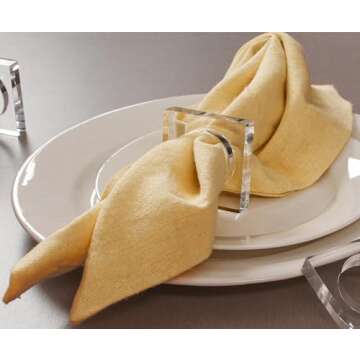 Acrylic Napkin Rings Set of 12, Decorative Serviette Ring, Beach Napkin Holders, Napkin Rings Bulk for Party Decoration, Dinning Table, Everyday, Family Gatherings - A Great Tabletop Décor