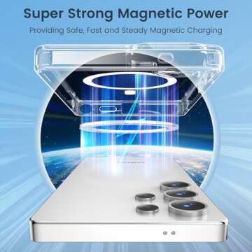 Temdan for Samsung Galaxy S25 Ultra Case Clear, [Wireless Charging][Anti-Yellowing][Military-Grade Protection] Shockproof Slim Magnetic Phone Sleeve Case for Samsung Galaxy S25 Ultra, Transparent