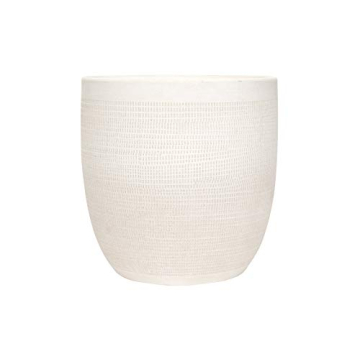 Matte White Embossed Stoneware Planter for Stylish Greens
