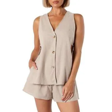 Tankaneo Womens Summer Vacation Outfits Beach Travel Cruise Resort Wear 2 Piece Short Sets Casual Ta...