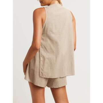 Tankaneo Womens Summer Vacation Outfits Beach Travel Cruise Resort Wear 2 Piece Short Sets Casual Tank Tops and Shorts